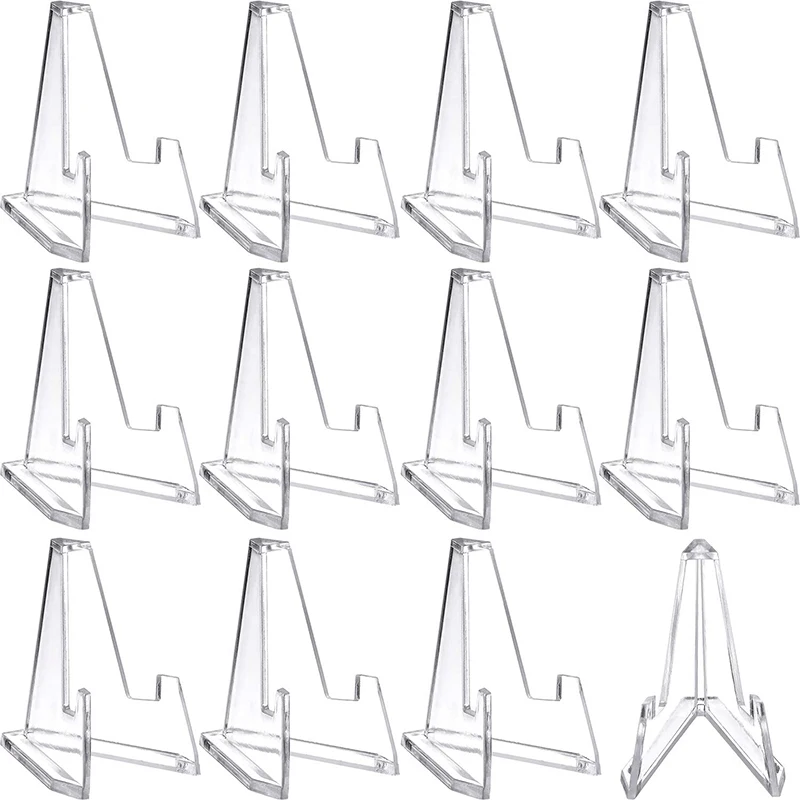 

12-20Pcs Mini Clear Acrylic Easel Stands Coin Display Easel, Display Rack Memorial Coin Mini Rack Art Display Rack