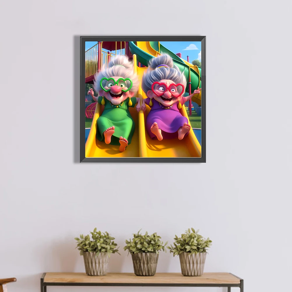 5D DIY Полный круглый дрель Алмазная картина Бабушка Комплект Домашний декор