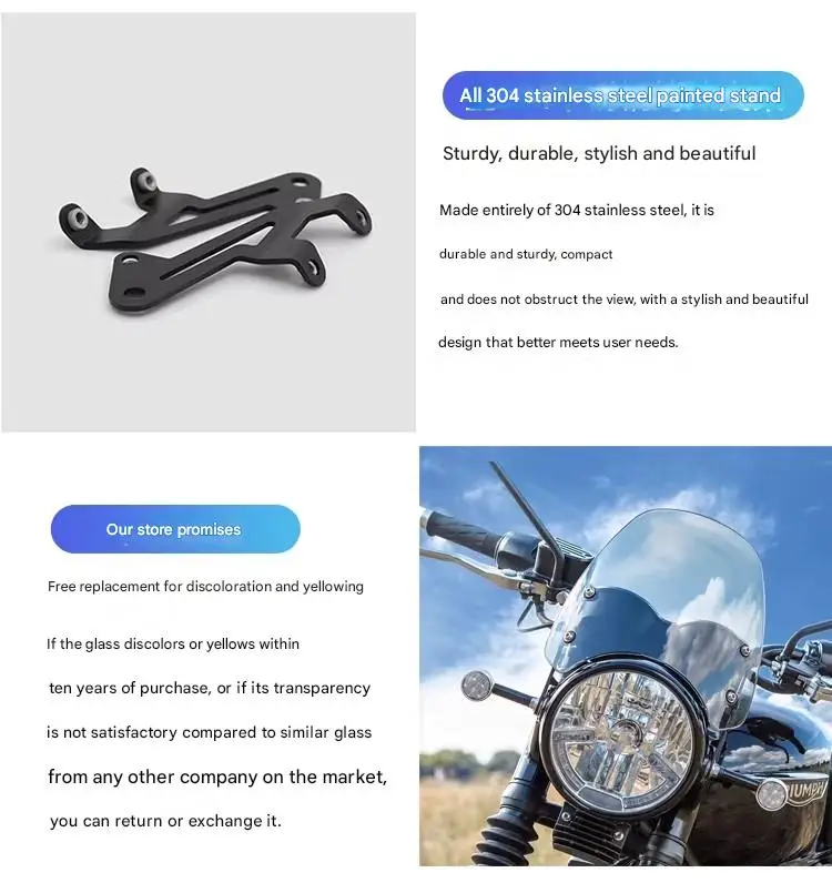Фото Ветровой дефлектор для мотоциклов Bonneville T100 T120: модифицированное ветровое стекло, улучшение аэродинамики, снижение вибрации от ветра №3