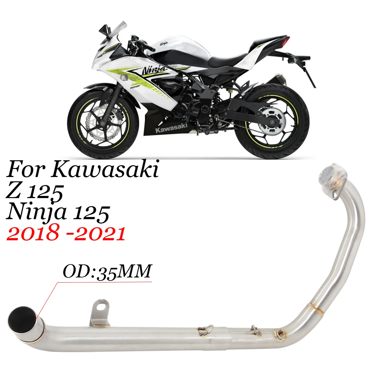 

Slip On For Kawasaki NINJA 125 Z125 NINJA125 2018 - 2022 Motorcycle Exhaust Escape Front Mid Link Pipe Connect Original Muffler