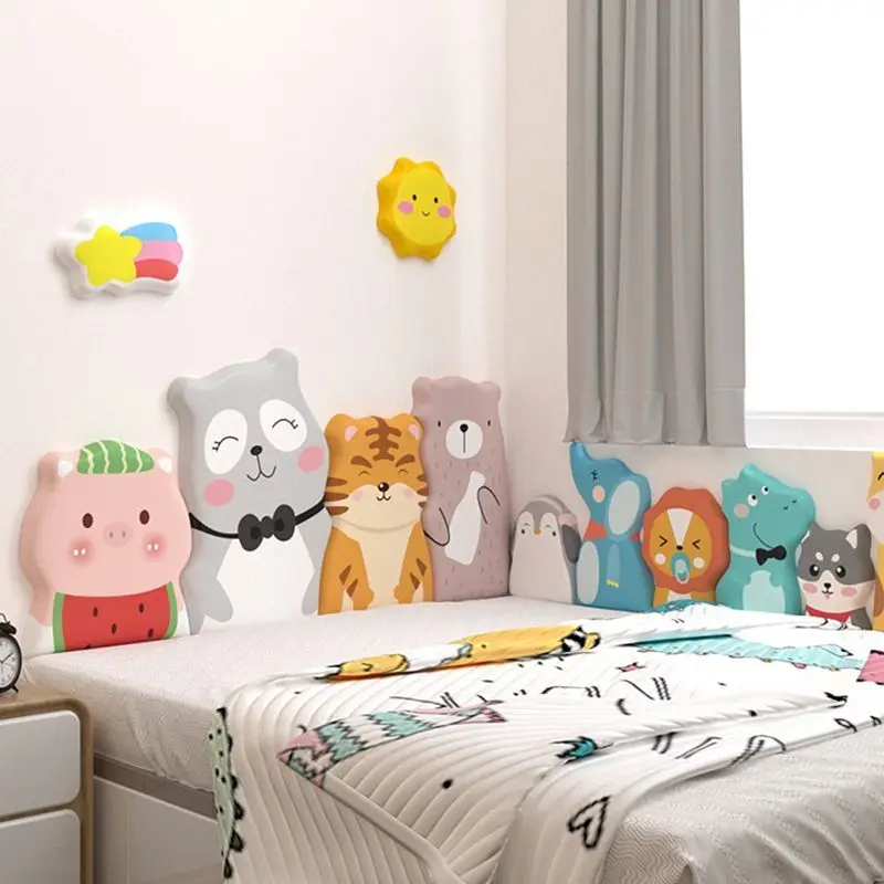 

Cartoon 3d Wall Stickers Animal Backrest Wainscoting Self-adhesive Headboards Paneles Acusticos De Pared Room Decor Aesthetic