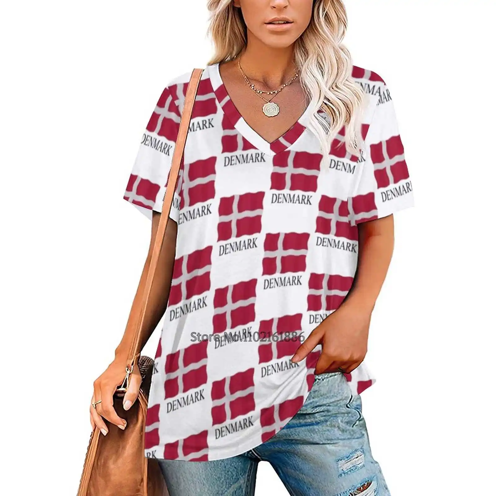Сексуальная футболка на молнии с датским флагом повседневные топы пуловер