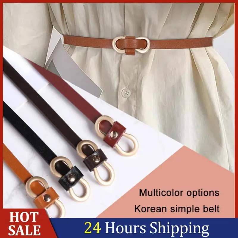 

Fashion Leather Female Belt Jeans Dress Classic Retro Simple Round Buckle Pin Waist Belt All-match Free Punching Small Belt
