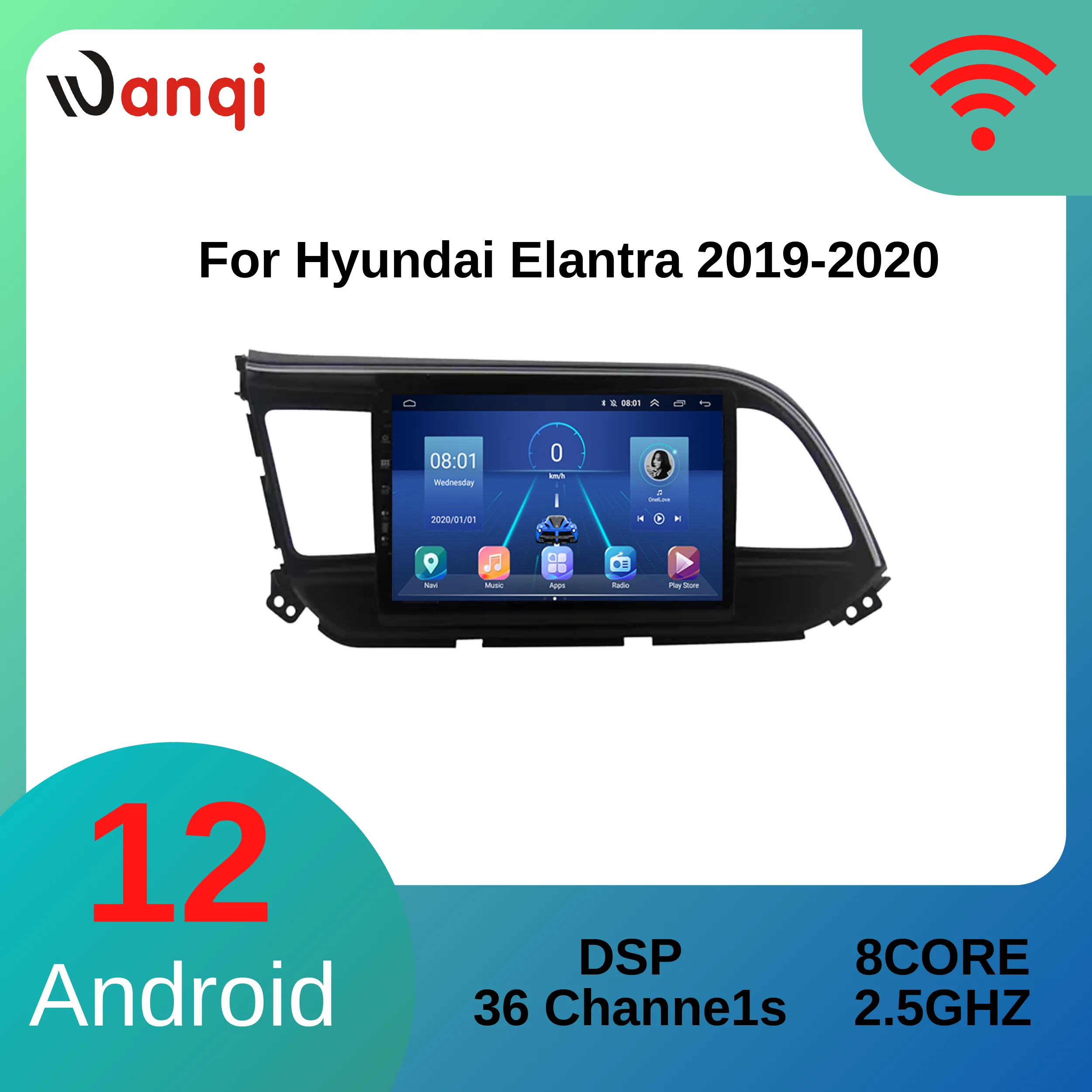 

Автомобильная система GPS-навигации Wanqi, 9 дюймов, Android 2019, для Hyundai Elantra 2020-, автомобильное радио, зеркало, видео, мультимедийный плеер