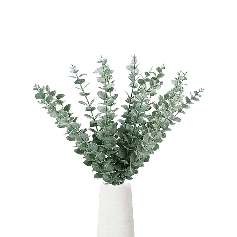 

20 Pcs Artificial Eucalyptus Stems Leaves Real Touch Faux Eucalyptus Wedding Bouquet Artificial Flowers Greenery