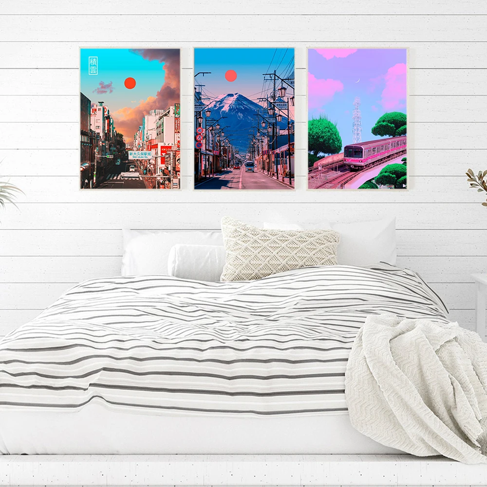 Постер с пейзажем города Токио аниме принты реальности Япония Киотский Брукс Fuji