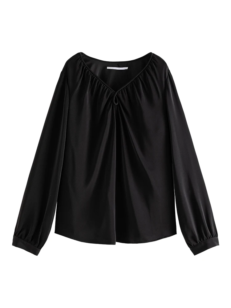 Женская рубашка с V-образным вырезом DUSHU белая и черная открытыми плечами