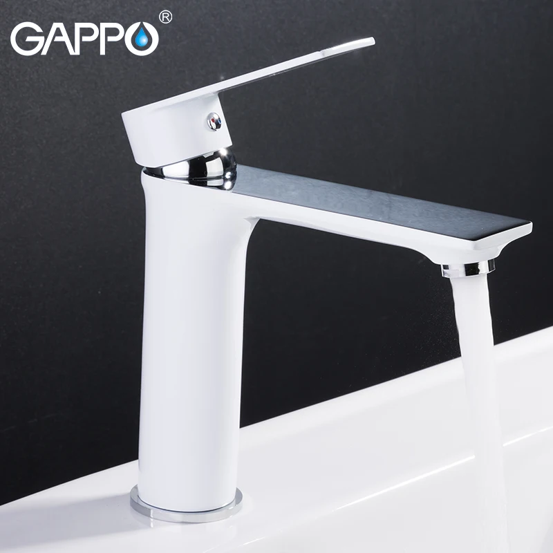 

GAPPO White Basin Faucet Deck Mounted Wash Basin Sink Faucet Brass Tall Tap Hot & Cold Water Mixer Taps