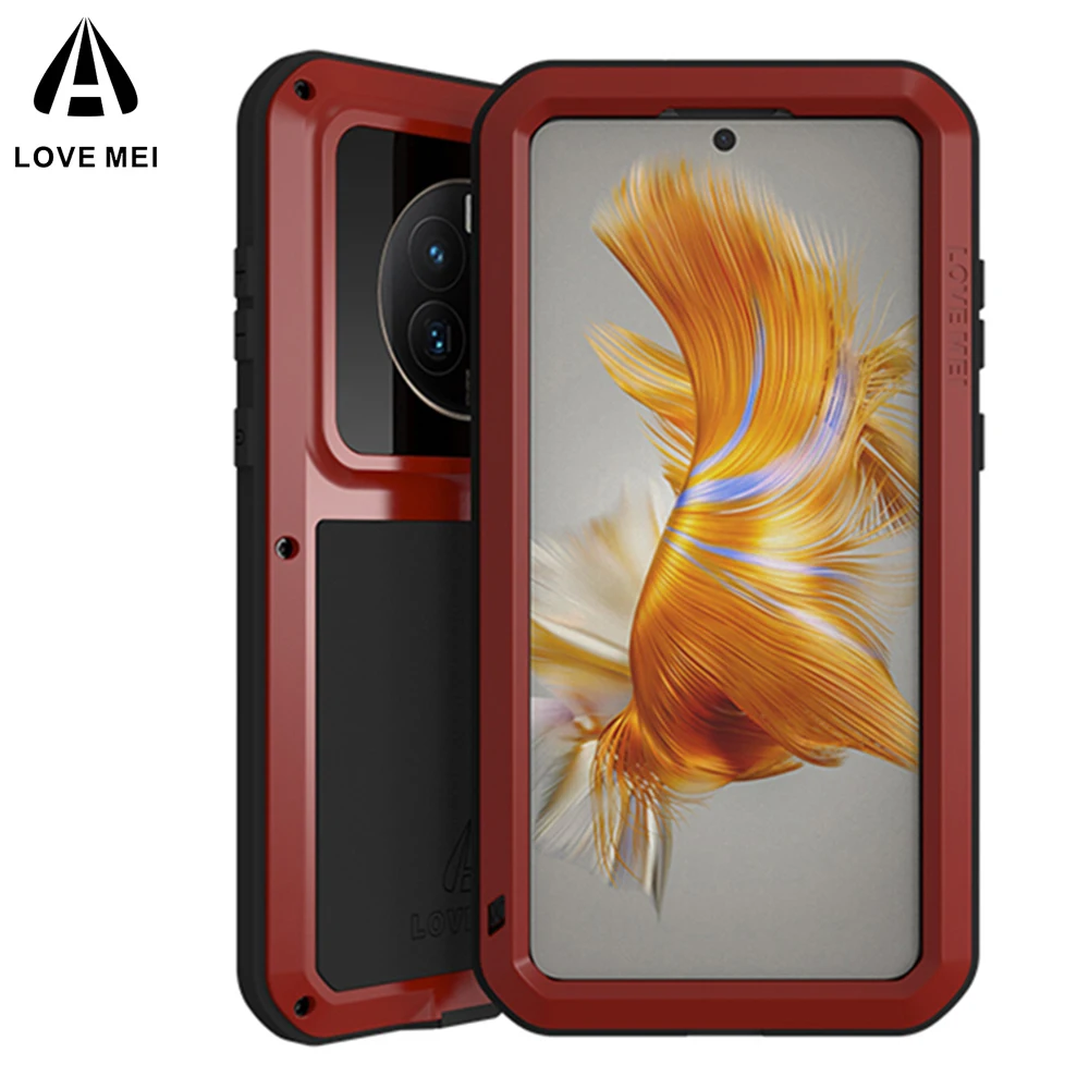 

LOVE MEI Case For Huawei Mate 50 Metal Armor Cover P50 P40 Mate30 Military Grade Shockproof Silicone Funda Built-in Protector