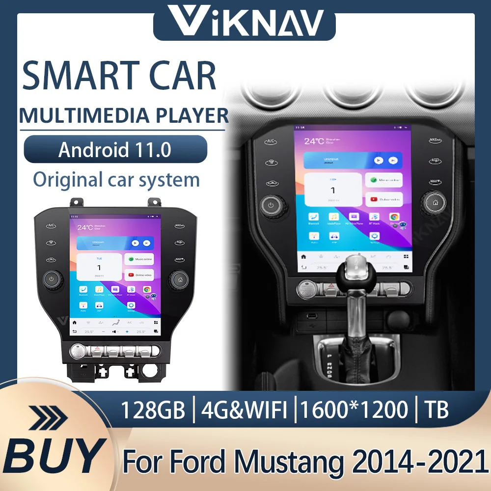 

Android11 GPS-навигатор для Ford Mustang 2014-2021 беспроводной Carplay 12,1 дюймов Автомобильный радиоприемник мультимедийный стерео плеер головное устройство 128 ГБ