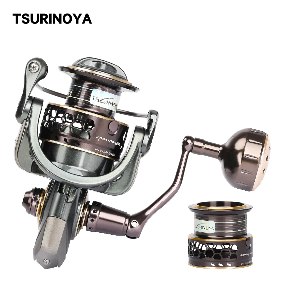 

TSURINOYA Fishing Reel Jaguar 4000 5000 Double Spool Carp Reel 9+1BB 5.2:1 Fishing Lure Spinning Reel Saltwater Feeder Reel