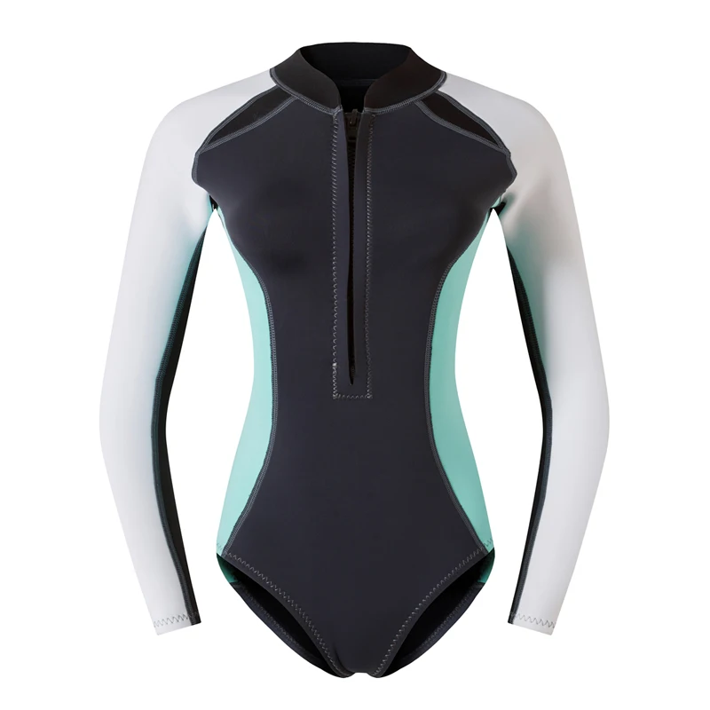 Women's Wetsuit Top 2mm Neoprene Wetsuit Jacket Long Sleeve Front Zip Wetsuit Shirt for Diving Snorkeling Surfing