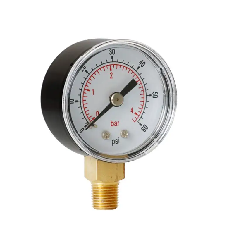 

40mm Face Pressure Gauge 1/8" BSPT Bottom Mount 15,30,60.100,160 200, 300 PSI & Bar for Air Gas Water Fuel Liquid