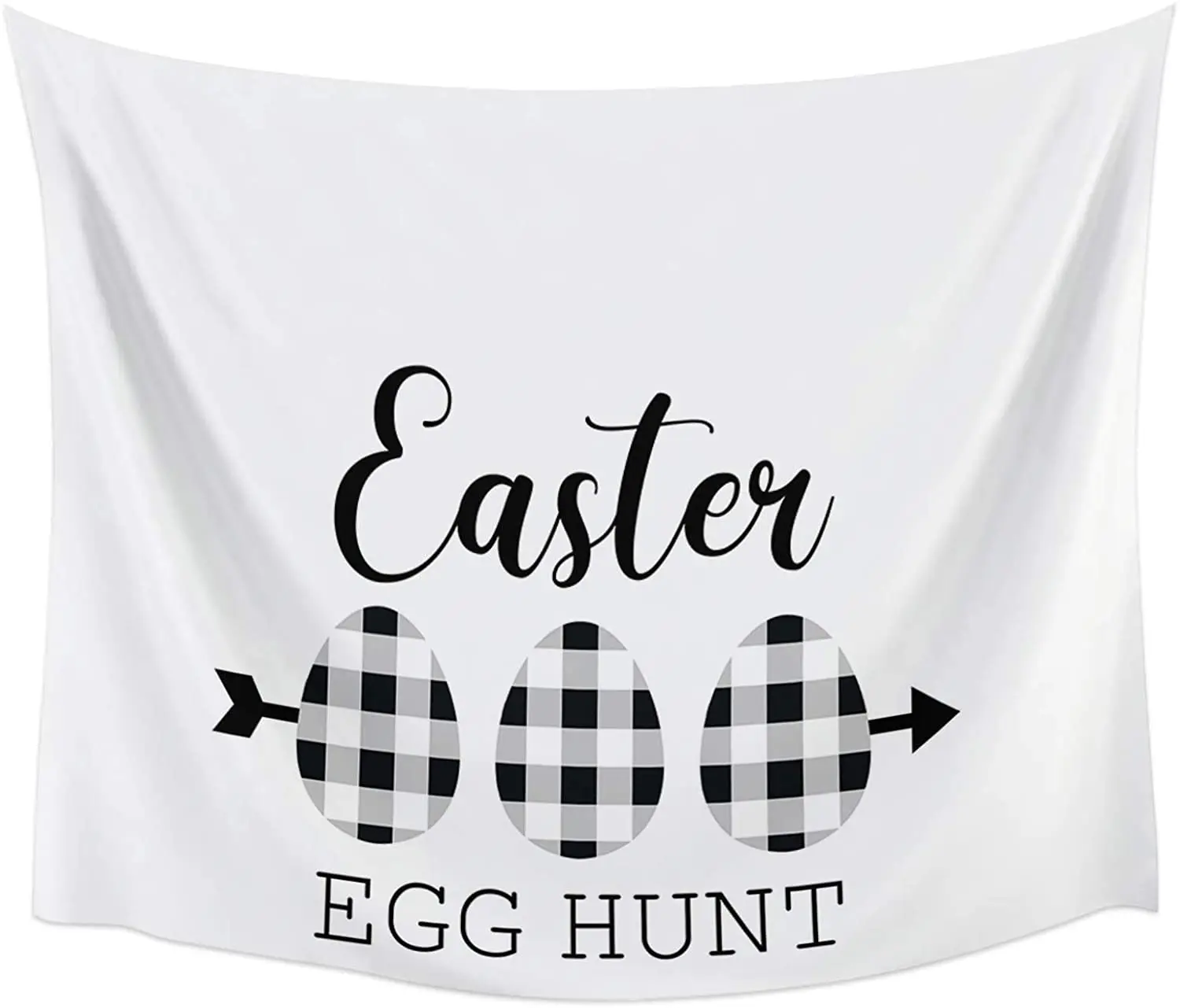 

Plaid Easter Eggs Wall Hanging Tapestry White and Black Fabric Throw Tapestries Custom Art Home Decor for Living Room