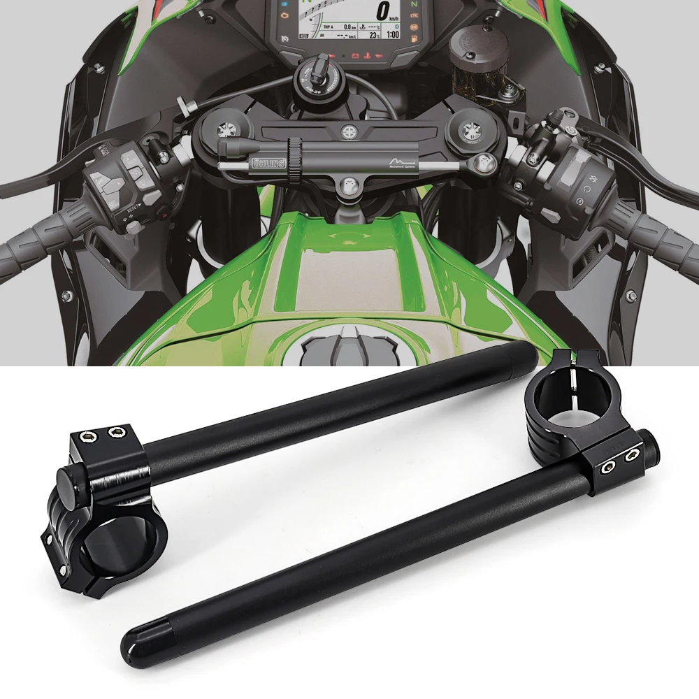 

Clip on Ons Fork Riser Handlebar For Kawasaki Ninja 250 300 400 636 ZX-6R ZX-7R ZX-9R ZX-10R EX250 EX500 ZX1400 ZX750 ZX900B