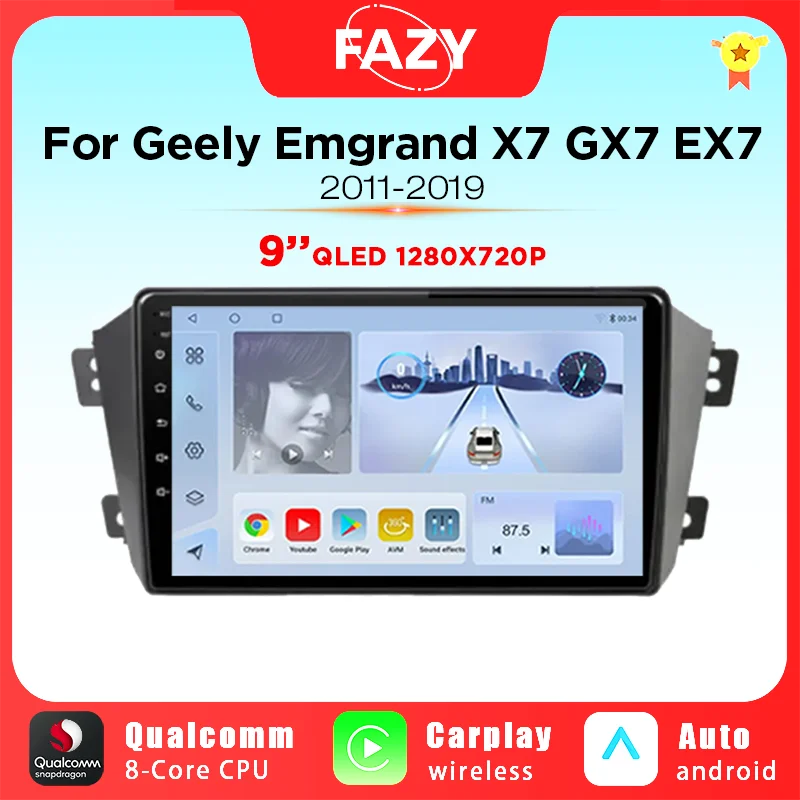 Автомобильный радиоприемник на Android для Geely Emgrand X7 1 GX7 EX7 2011-2019 беспроводной Carplay GPS