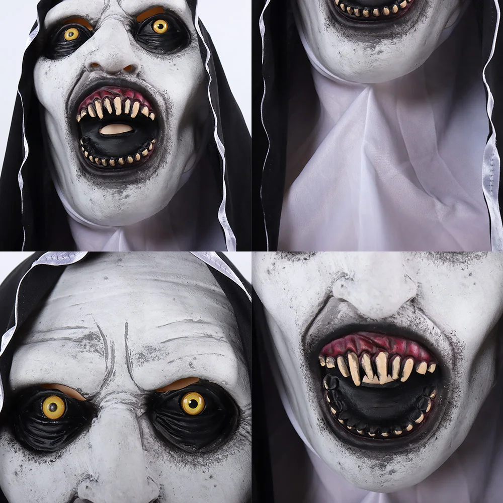 Страшная маска монахини головной убор косплей жуткие латексные маски