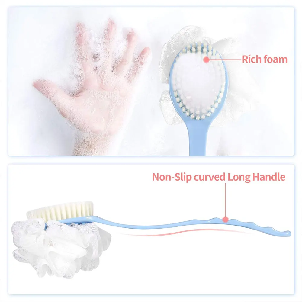 Современный аксессуар для купания отшелушивающий скруббер с длинной ручкой