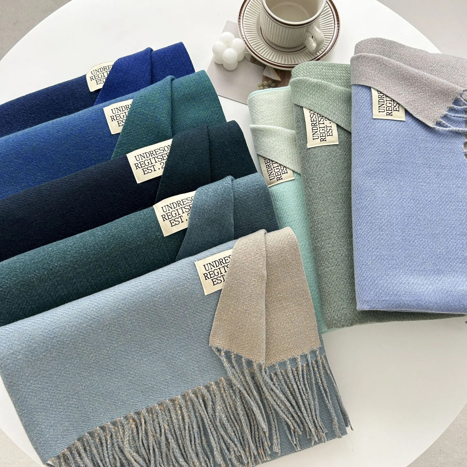 

Solid Double Side Cashmere Scarf Women Luxury Pashmina Neckerchief Winter Warm Blanket Bufanda Foulard Stoles with Tassel