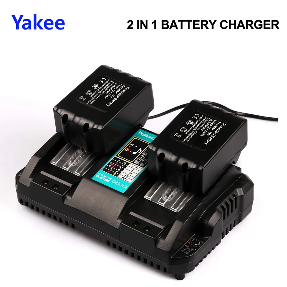 Yakee per caricabatterie Makita Tool 14.4V 18V per BL1830 Bl1430 DC18RC DC18RA Li-Ion US EU Plug
