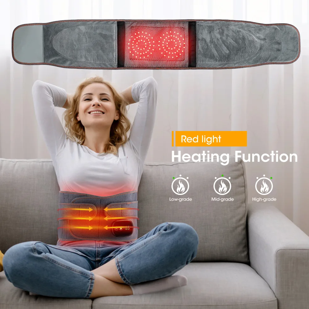 

Electric Waist Massage Vibration For Back Period Cramp Massager Relieve Pain Belt Red Light Hot Compress Lumbar Spine Support