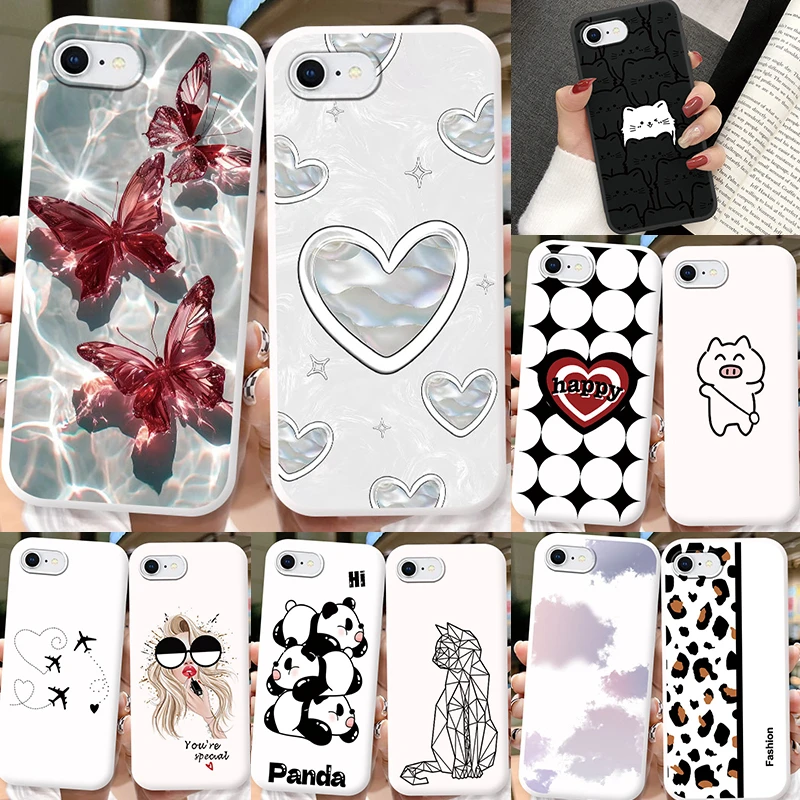Для IPhone 8 SE 2022 2020 7 Plus 6 6S XR X XS Max Cute Panda Cartoon Clearance Большая распродажа Белый чехол для