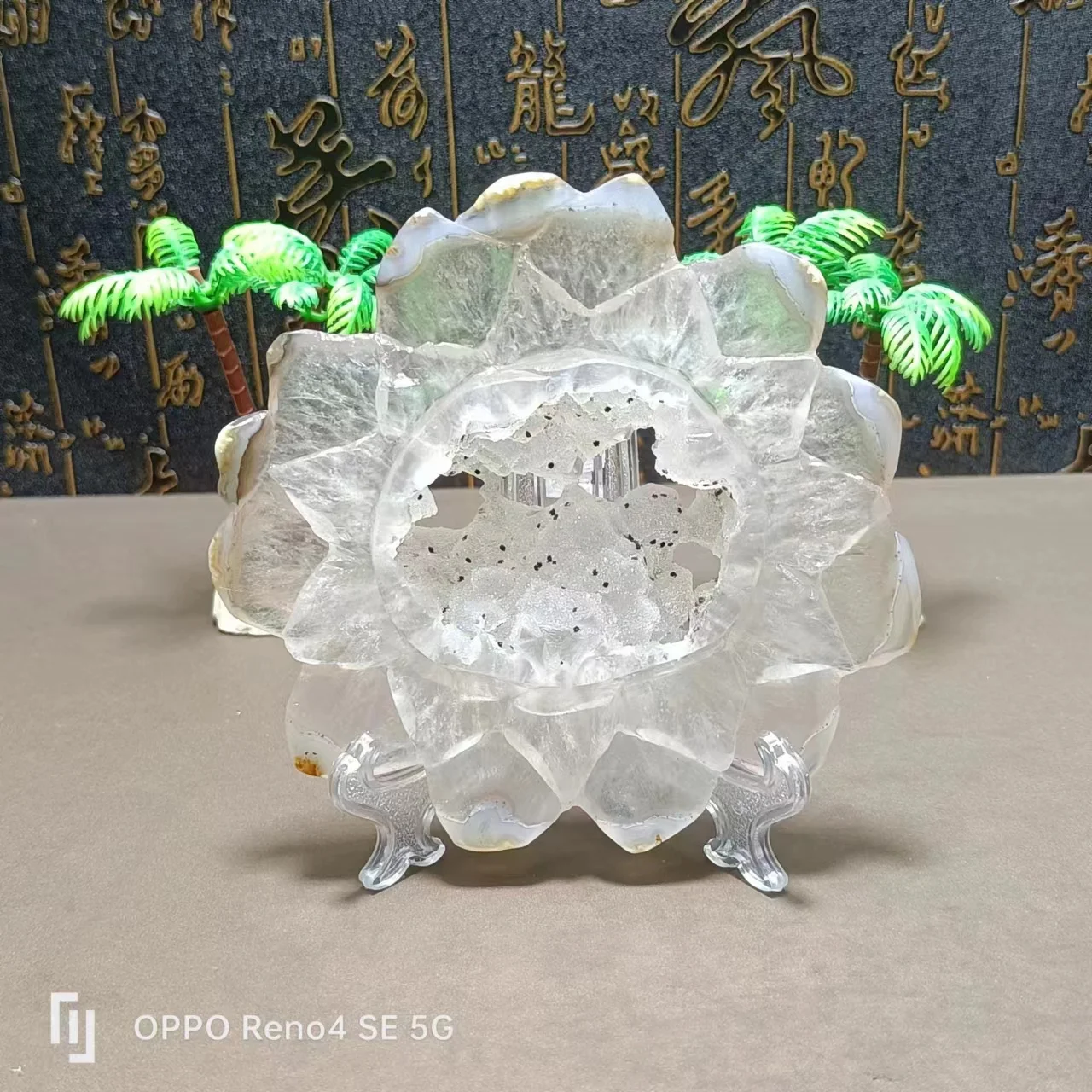 Натуральный кристалл кварца агатовый чип зеркало лотоса Шариковая основа