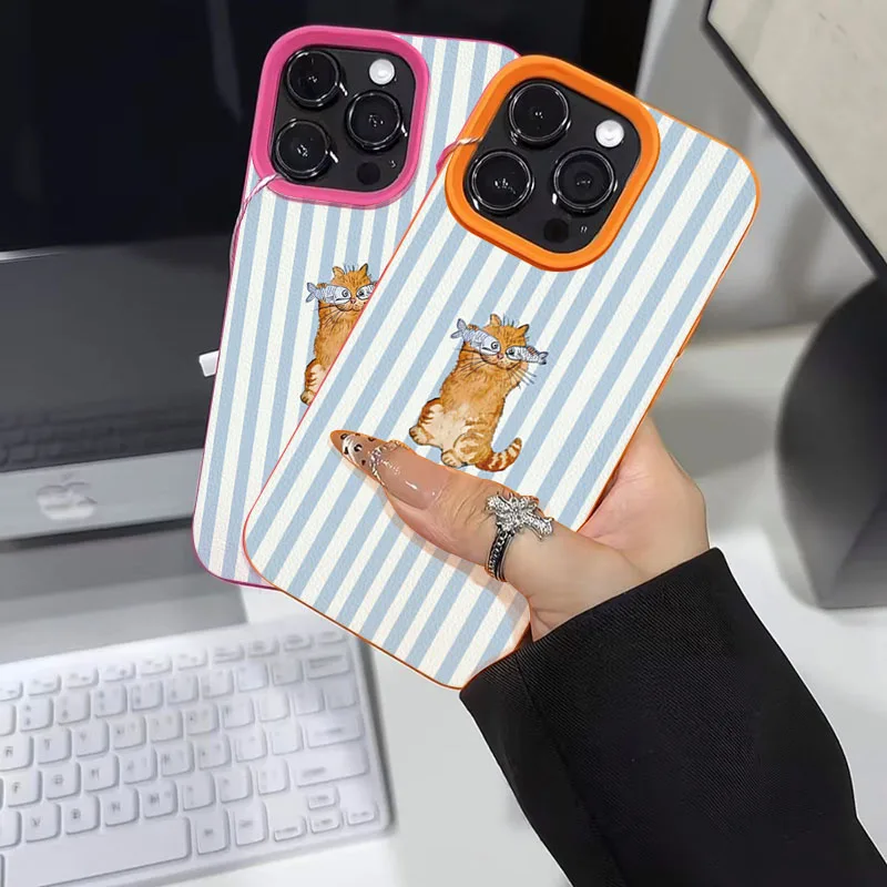 Милый чехол для телефона с дизайном в полоску и рыбками для iPhone 17 Pro Max 15 14 13 12 Pro 11 16 Plus 17 Air X XR XS Max, мягкий чехол из ТПУ (art.: 3920d903da321) - 3920d903da321