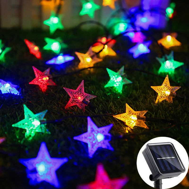 Волшебные светодиодные гирлянды со звездами на солнечной энергии Guirlanda для