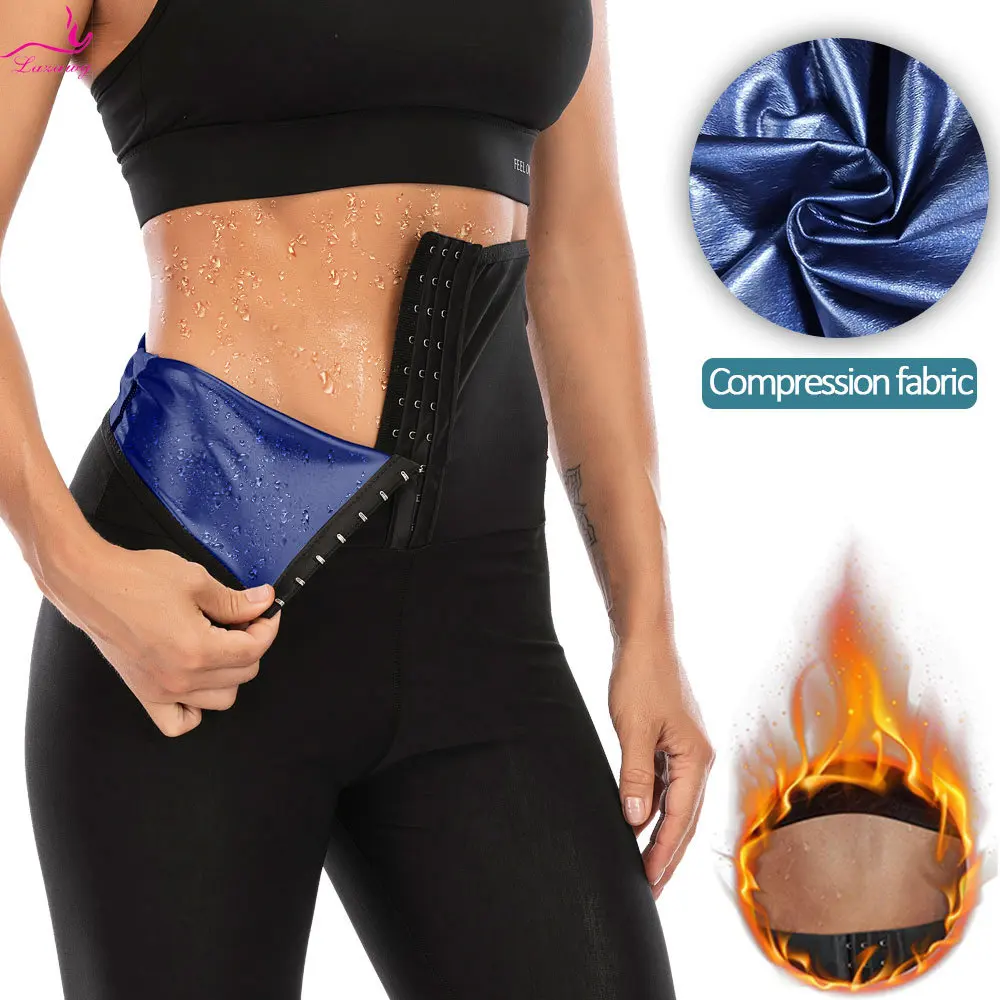 LAZAWG Sauna Pants for Women Weight Loss Waist Trainer Sweat Leggings Slimming Belly Tight Trousers Body Shaper Fitness