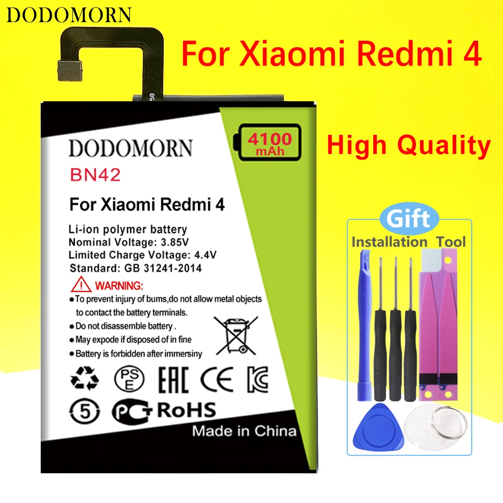 

DODOMORN BN42 Battery For Xiaomi Redmi 4 Smartphone/Smart Mobile phone High Quality +Tracking Number