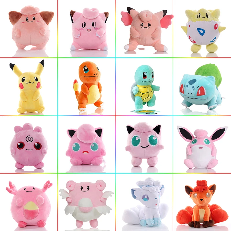 Pink Pokémon Cleffa Clefairy Pikachu Igglybuff Squirtle Plush Toys 20cm Cute Wigglytuff Chansey Blissey Vulpix Doll Xmas Gifts