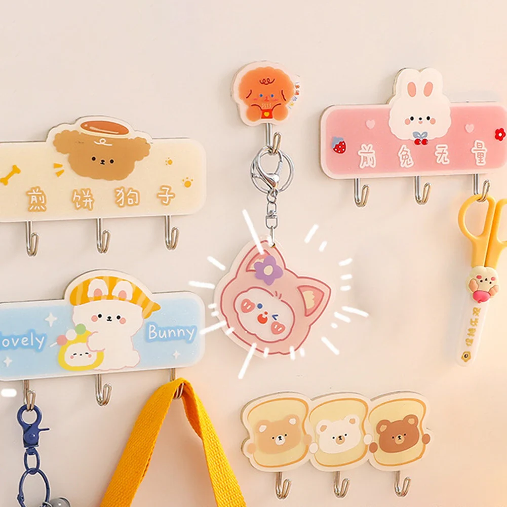

Cartoon Wall Hook Heavy Strong Self Adhesive Hook Seamless Cute Sticker Hook Storage Organizer Punch-free Wall Velcro Hook Room