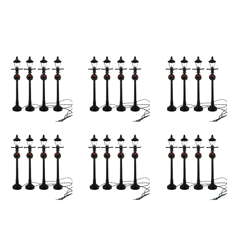 

24Pcs Mini Christmas Lamp Post Train Lamp Miniature Decorative Street Light For DIY Dollhouse Village Pathway B012