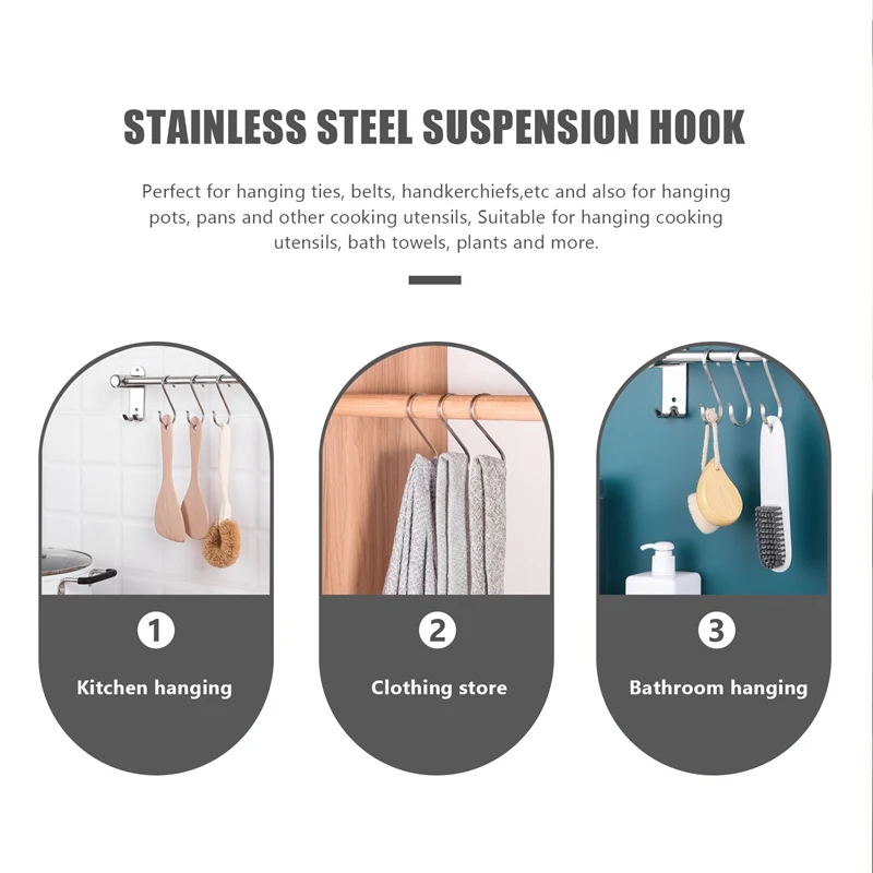 Set Of 10 S Stainless Steel Suspension Hooks For Kitchen Cookware Or Butcher Meat