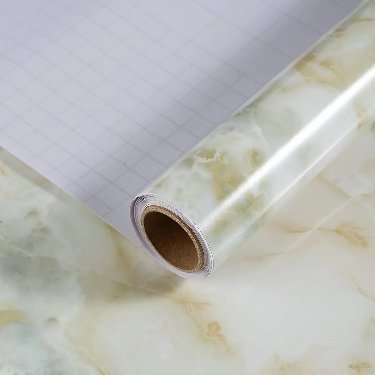 

TOTIO Self Adhesive Wallpaper Peel and Stick Light Green Marble Wallpaper for Living Room Luxury Wall Decorative Vinyl Adhesive