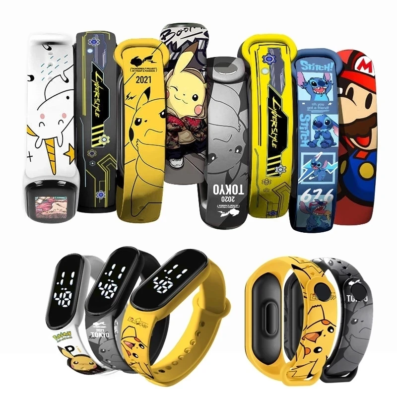 

Pokemon Pikachu Watch Strap For Pokémon LED Digital Cute Watch Wrist Clock Silicone WristbandAnime Characters Boys Girls