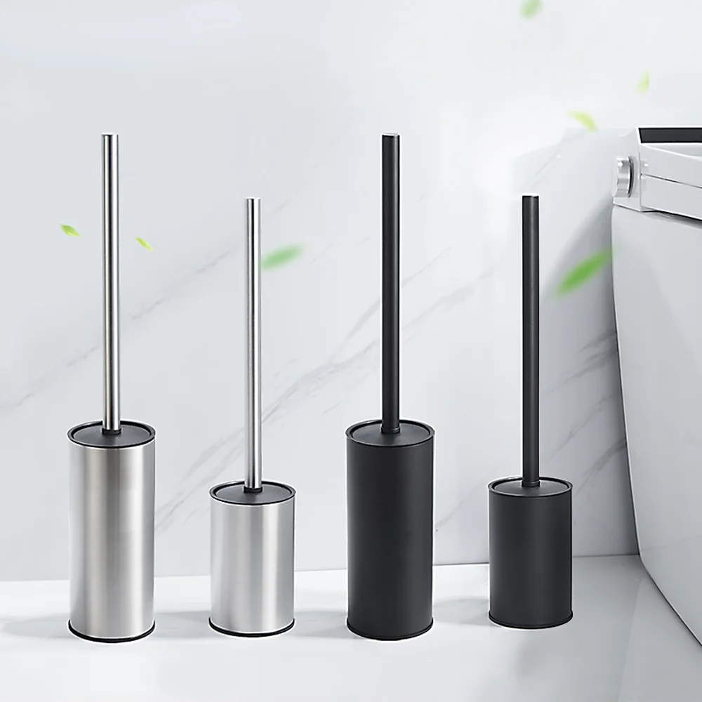 

Stainless Steel Toilet Brush Holder Black Color Clean Tool Durable Vertical Toilet Brush Bathroom Cleaning WB8702