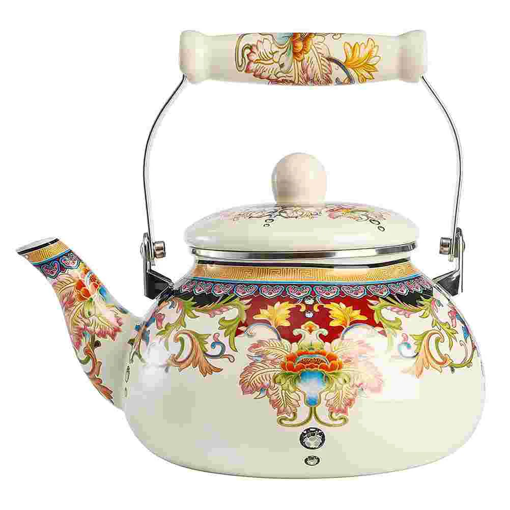 

Kettle Tea Teapot Steel Water Enamel Stainless Coffee Stovetop Whistling Pot Stove Ceramic Teakettle Floral Vintage Boiling