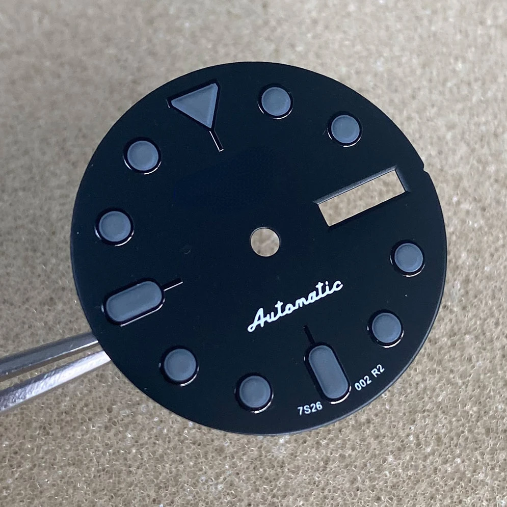 S New Arrival Modified 28.5mm Watch Dial PU Watch Accessories Double Calendar Literally Green Luminous for NH36 Movement