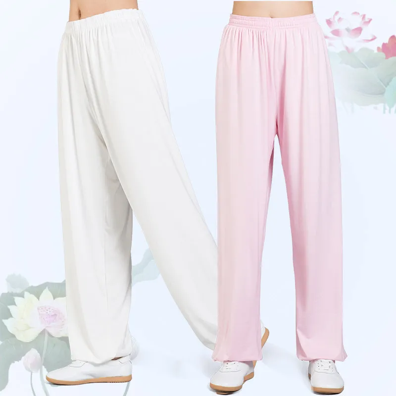 Chinese Style Men Unisex Tai Chi Kungfu Martial Arts Pants Modal Loose Wide Leg Jogger Exercise Fitness Workout Casual Yoga Pant