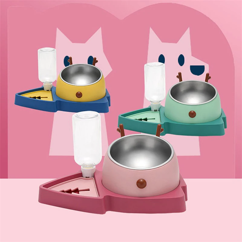 

Anti-choking Slow Food Bowl Non-wet Mouth Floating Bowl Automatic Water Dispenser Dog Bowl Cat Bowl Three-in-one Pet Supplies
