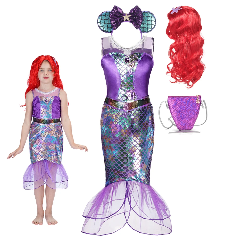 

Детский костюм принцессы Ариэль, Сиреневое платье для девочек