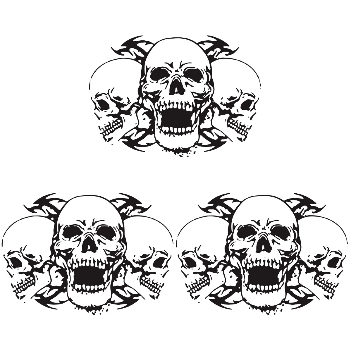 

3pcs Three Skulls Hood Sticker Decor Personality Car Decals Vehicle Decor Accessories
