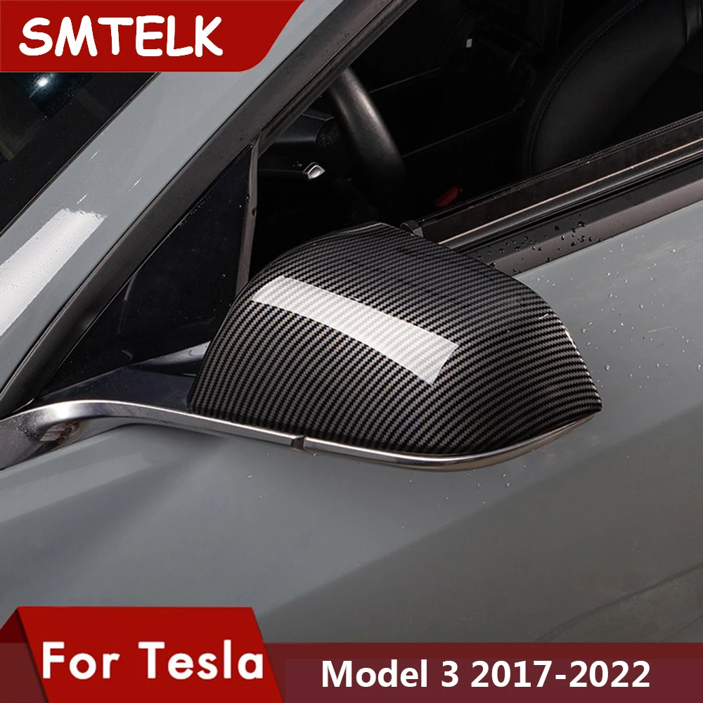 New Model3 2022 Car Side Mirror Cover For Tesla Model 3 2021 Accessories Mirror Cover ABS Carbon Fibre For Tesla Model Three