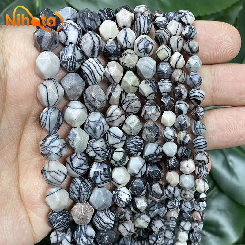 

Faceted Spider Web Jaspers Natural Spacer Loose Beads DIY for Jewelry Making Fashion Earrings Rings Bracelet 6/8/10mm 14" Strand