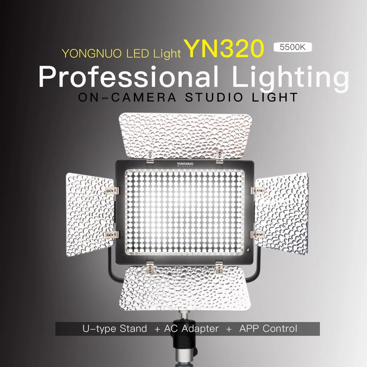 

YONGNUO YN320 Professional LED Photography Video Light 5500K Studio Panel Lamp with APP Control for Canon Nikon Sony DSLR