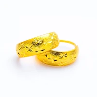 star carved hoop earrings for girl women yellow gold filled fashion jewelry gift
