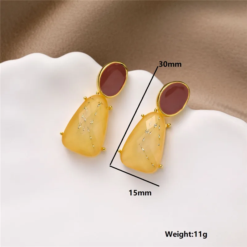 Корейские модные женские висячие серьги с желтыми кристаллами серьги-подвески