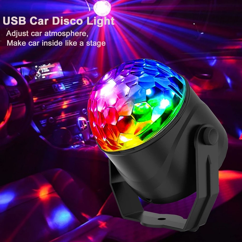 

USB Sound Activated Rotating Disco Ball DJ Party Lights LED Projector Stage Rotating Lamp For Christmas Wedding Sound Party Lamp